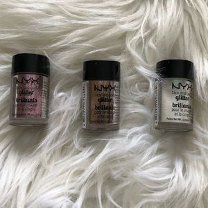 3 for $18 NYX GLITTER / white one was used once.